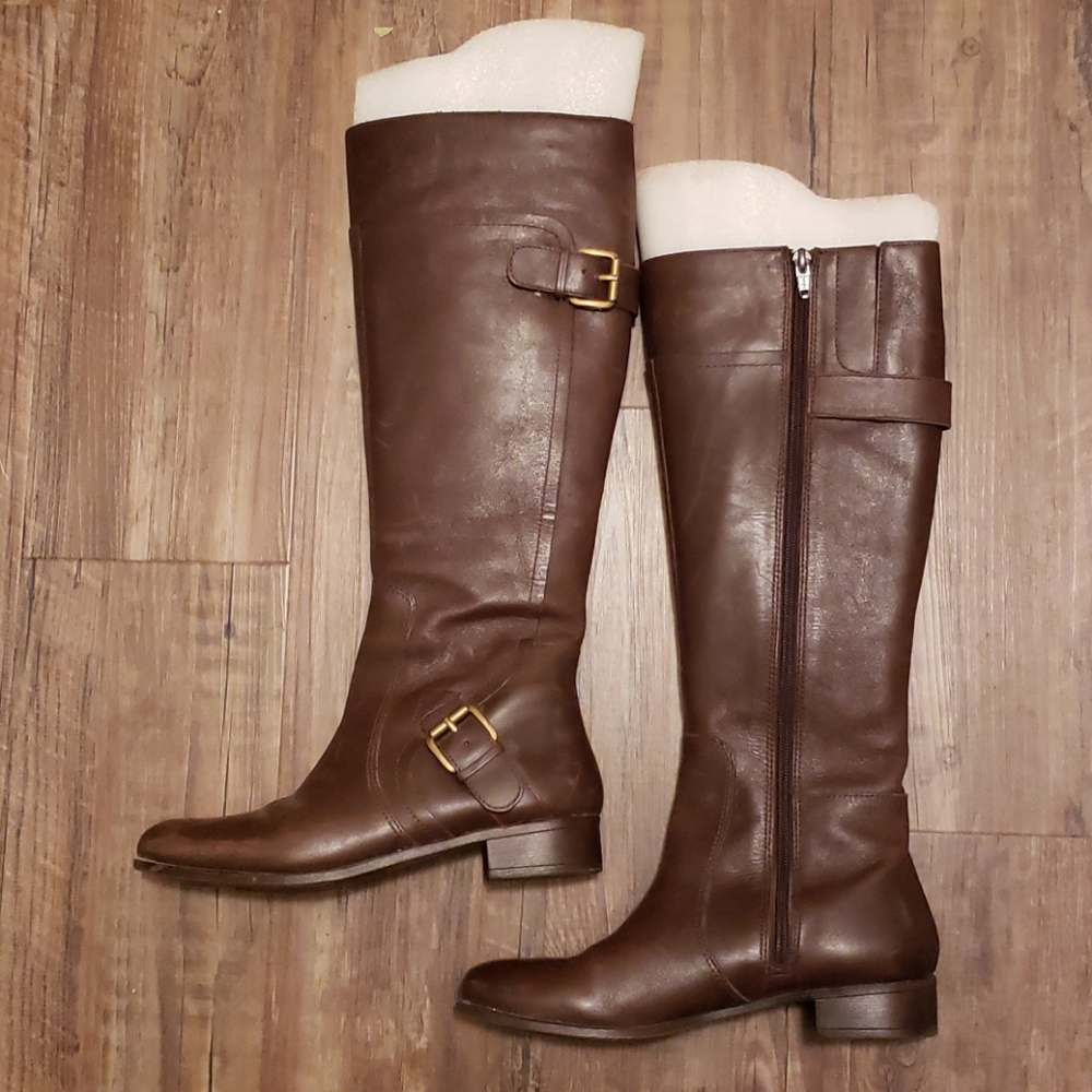 Dark Brown leather boots, 6.5, Nine West